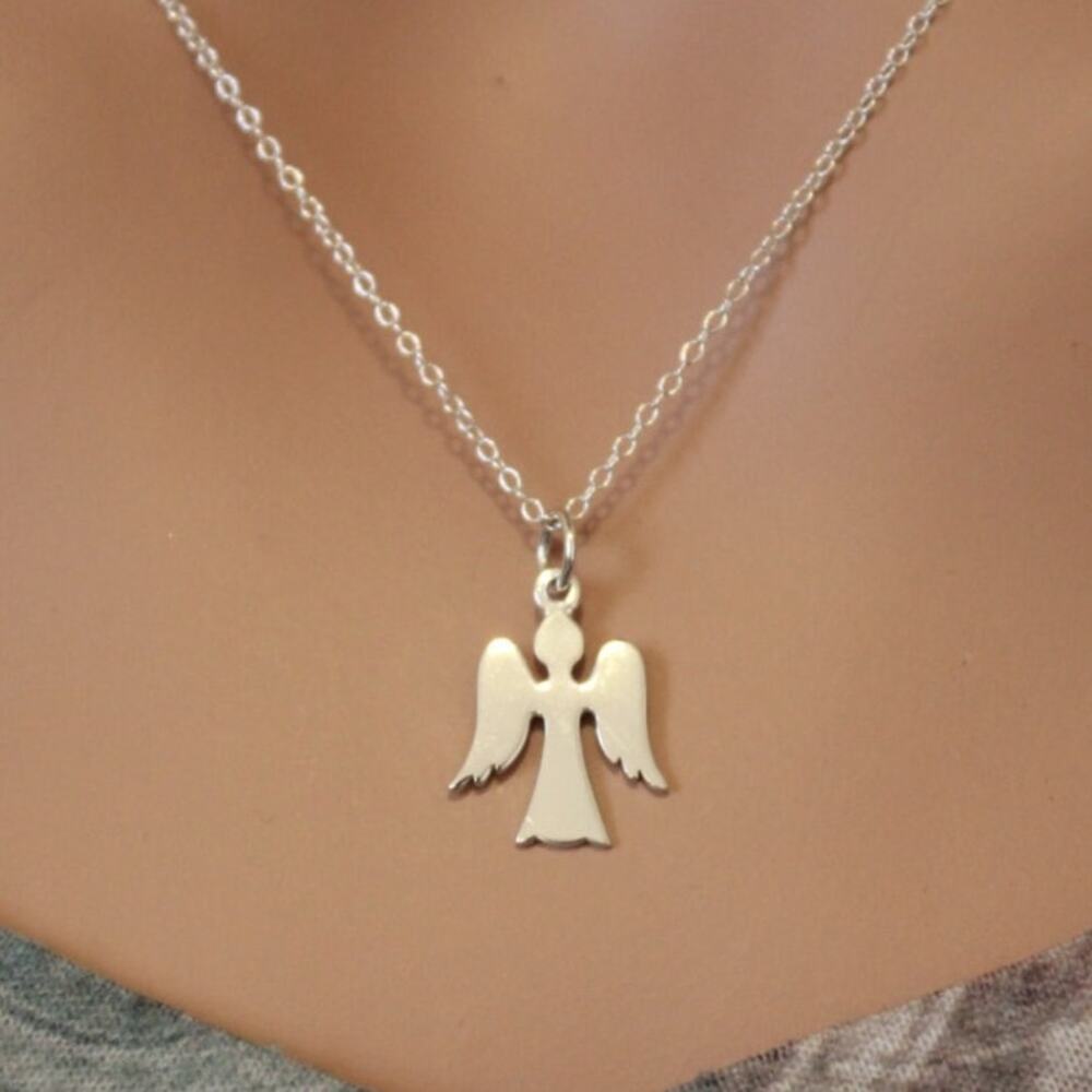Sterling Silver Angel Charm Necklace